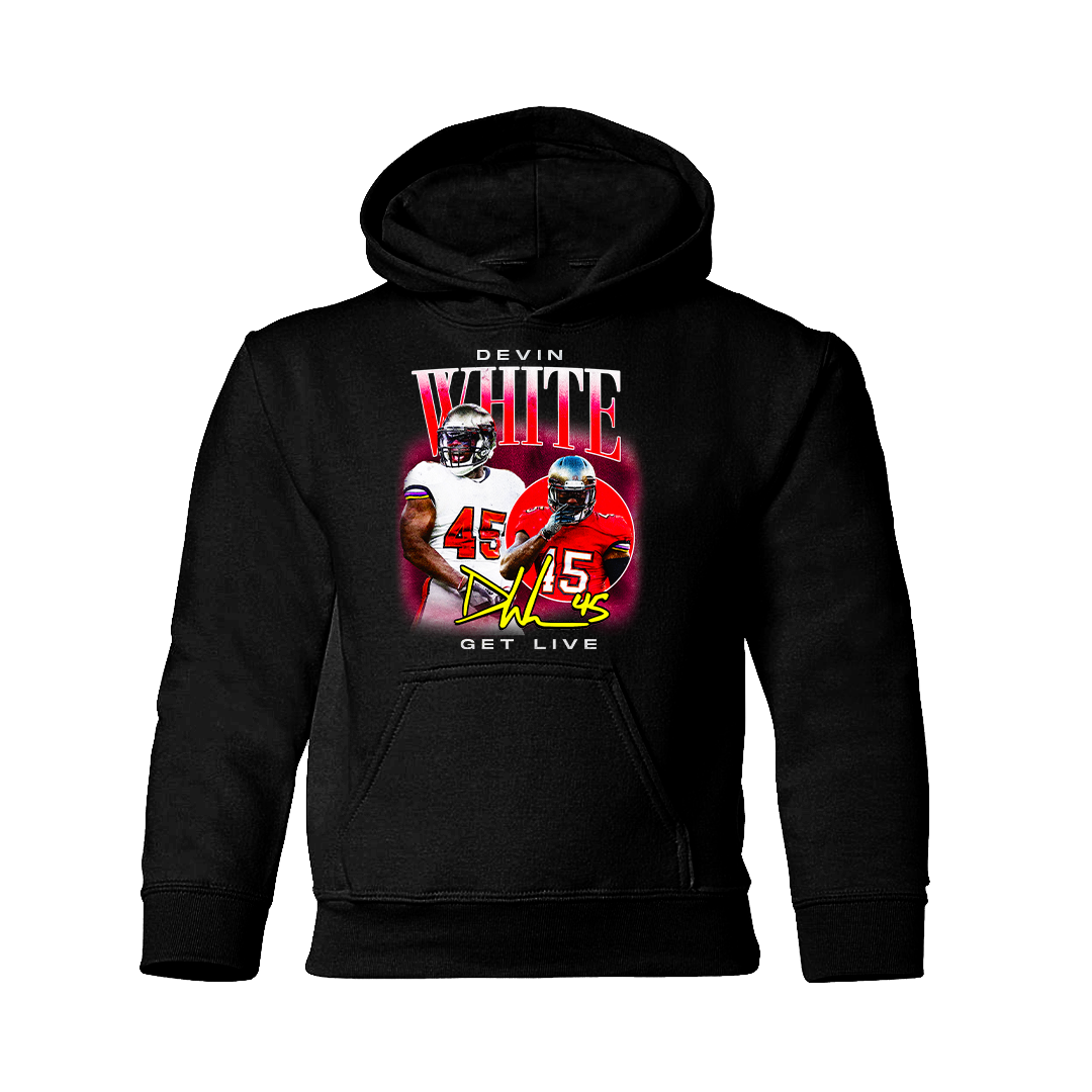 Men's Devin White Charcoal Tampa Bay Buccaneers Get Live 45 Player Graphic  Pullover Hoodie